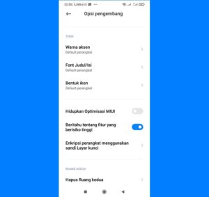 matikan optimisasi MIUI
