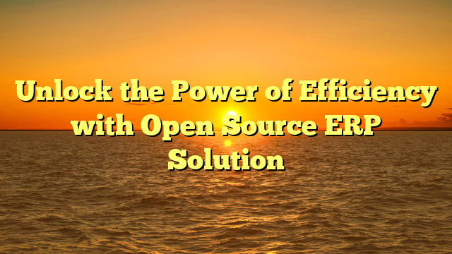 Unlock the Power of Efficiency with Open Source ERP Solution